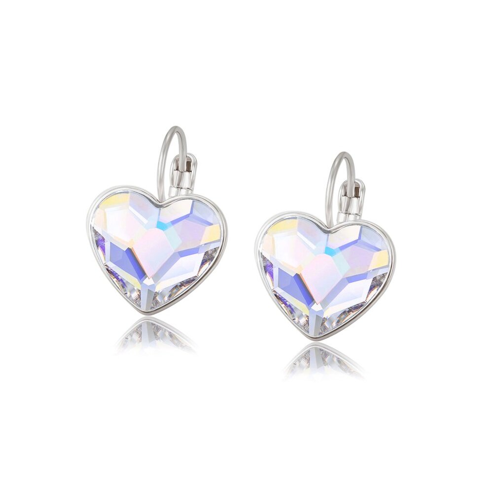 NWT Swarovski Heart Crystal Earrings – Dainty Leverback Design – Sparkling Gift